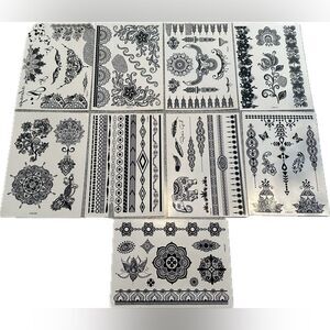 ABOAT
Pack of 9 Sheets Henna Temporary Tattoo Black Art Stickers (few removed)